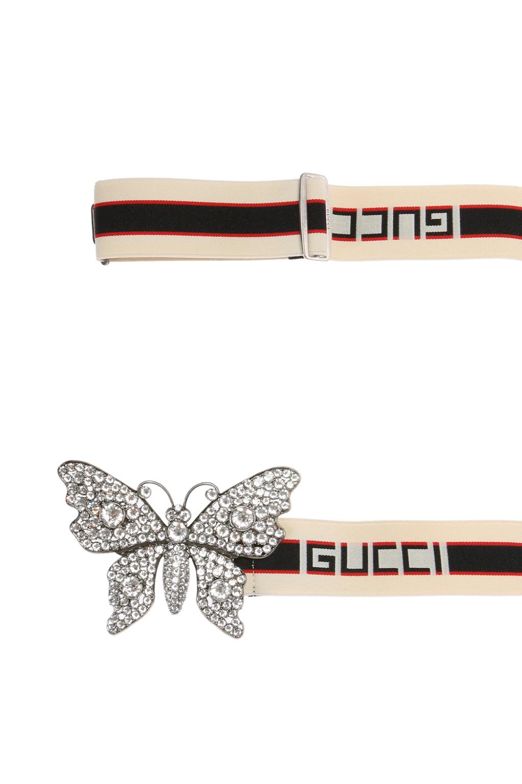 Gucci stripe belt with butterfly deals